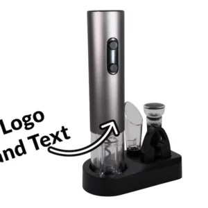 Personalized electric wine opener set with custom engraving – front view