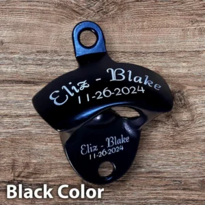 Personalized wall mounted bottle opener with custom engraved name