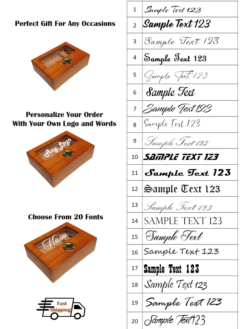 Personalized Cedar Cigar Humidor with Glass Top & Hygrometer - Image 4