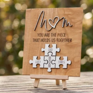 Personalized Mom Puzzle Sign – Custom Wooden Mother’s Day Gift with Kids’ Names