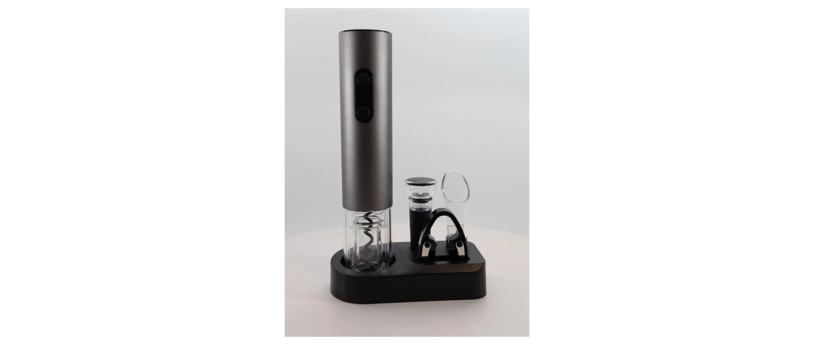 Personalized electric wine opener set with foil cutter, stopper and pourer